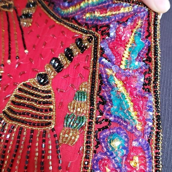 Vintage red beaded jacket - Picture 8 of 16